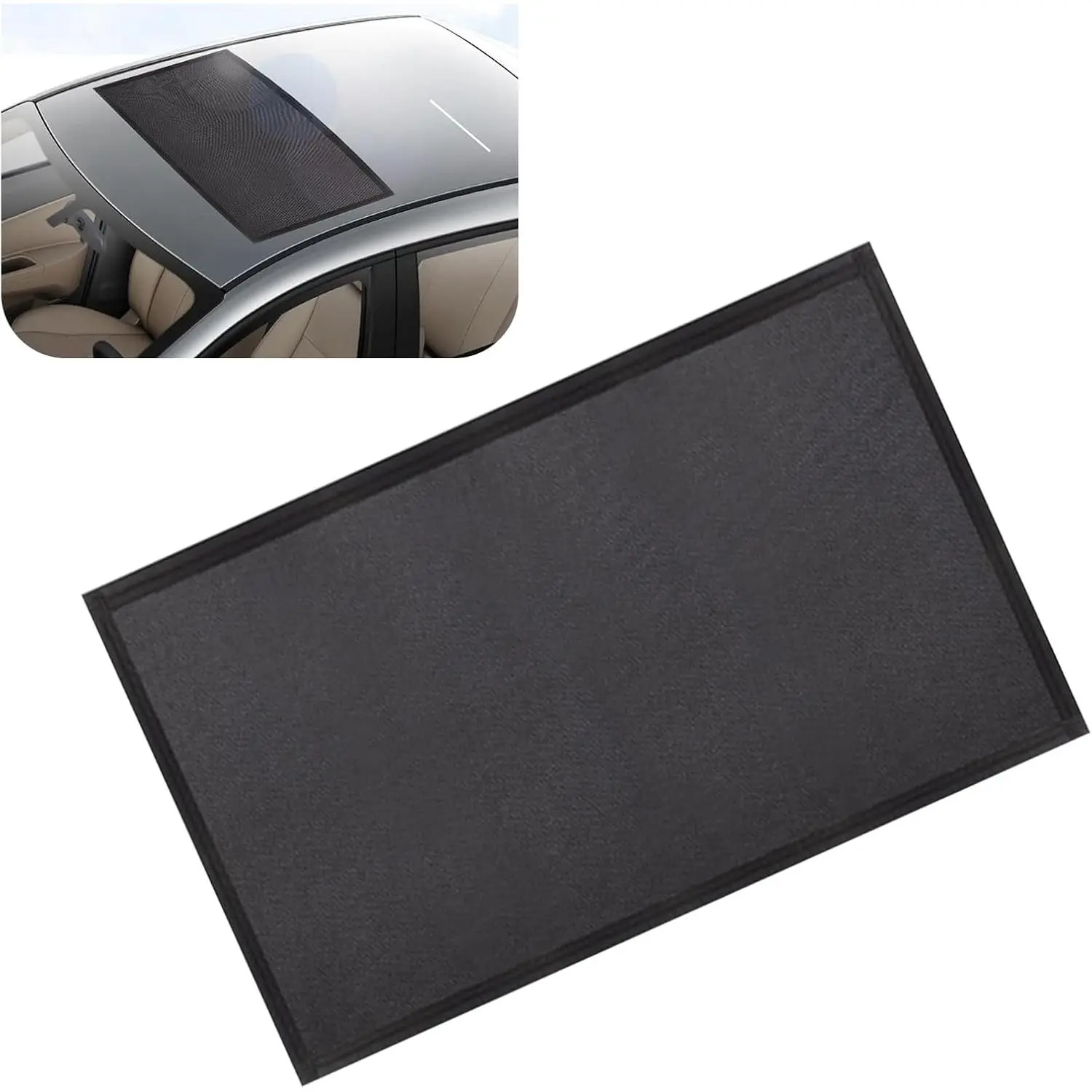 WZP Magnetic Rectangular Mesh Fabric Car Sunroof Sun Shade - 25.6x39.4" UV Protection Moonroof Cover for SUVs, Trucks, Vans, Side Windows, Car Camping Exterior Accessory, Rectangular Shade