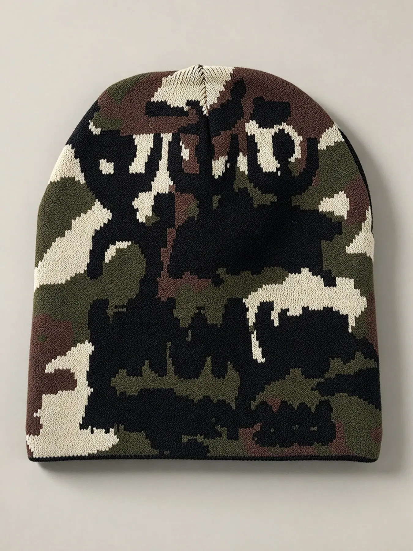 Unisex trendy camouflage knitted relaxed pullover hat street hip-hop casual fashion printed sun hat