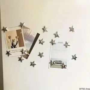 Silver Tone Solid Star Shaped Refrigerator Magnets Smooth Matte Metal Texture Built-In Powerful Magnetic Core Compact Lightweight Silhouette For Kitchen Office Whiteboard Flat Surface Simple Creative Storage Decor Accessory