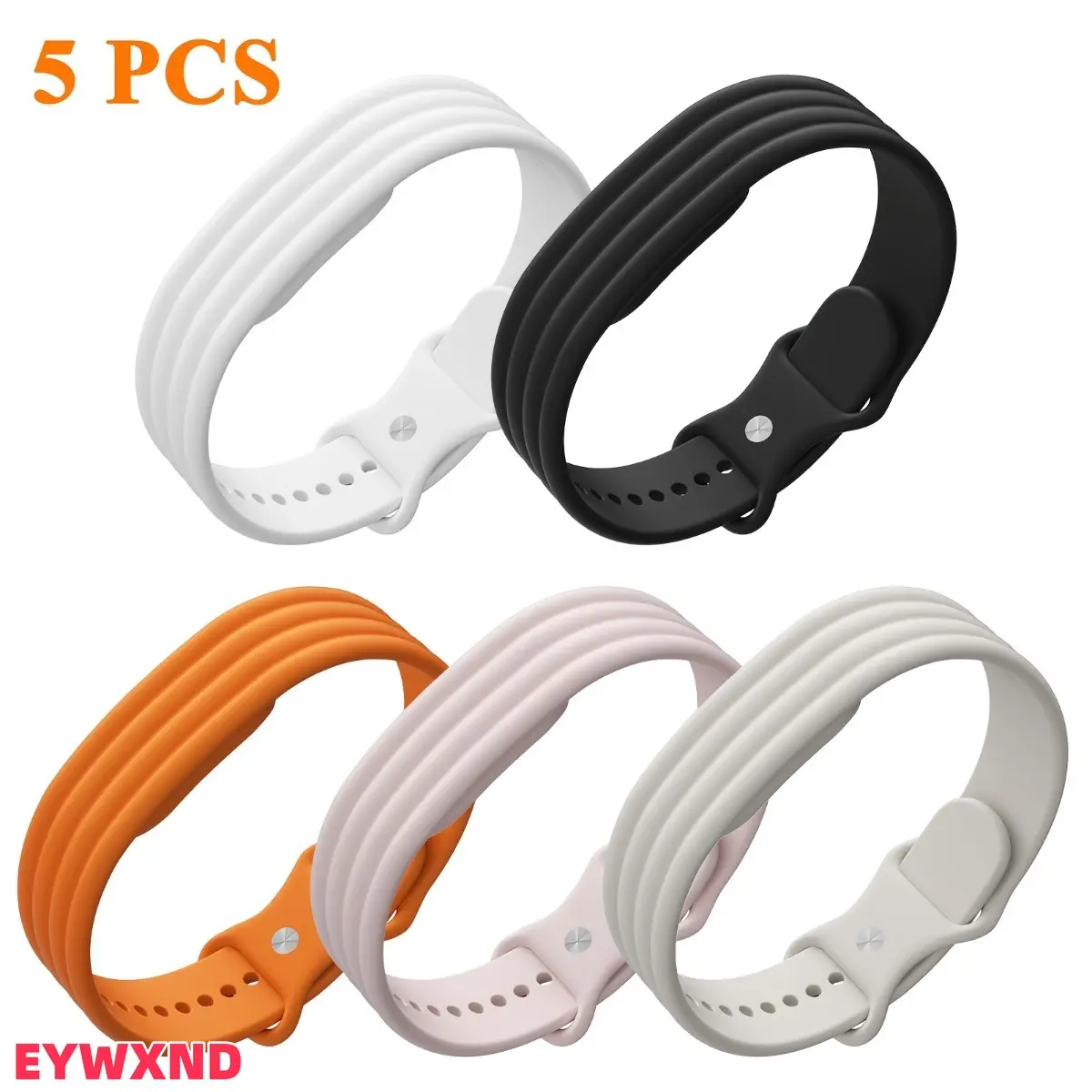EYWXND 5-Piece Wearable Sports Wristbands, Adjustable Buckle Replacement Straps for Fitbit Air Screenless Fitness Tracker, Soft Breathable, Compatible with Google Fitbit Air, Unisex (DIY Bag Accessory)