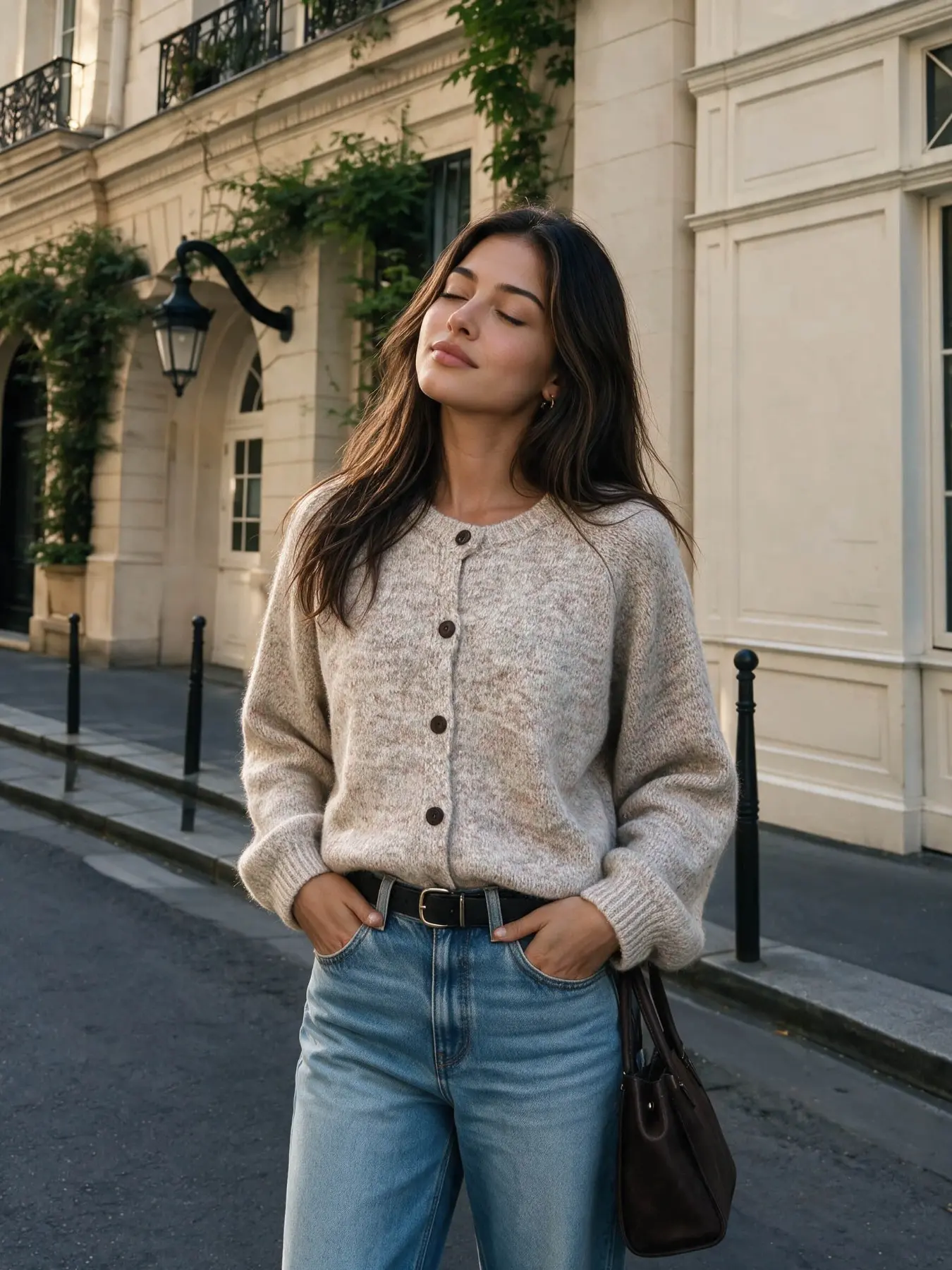 Women's Knit Cardigan, Knitwear, Casual Loose-Fitting Round Neck, Soft Fuzzy Texture, Fall Winter Daily Commute Wear, Vintage Button Design