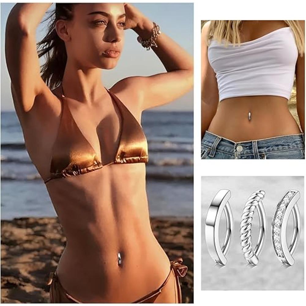 8Pcs Belly Button Ring Surgical Steel 14G Clicker Belly Rings for Women CZ Heart Butterfly Belly Button Piercing Simple Reverse Navel Barbell Rings Body Piercing Jewelry