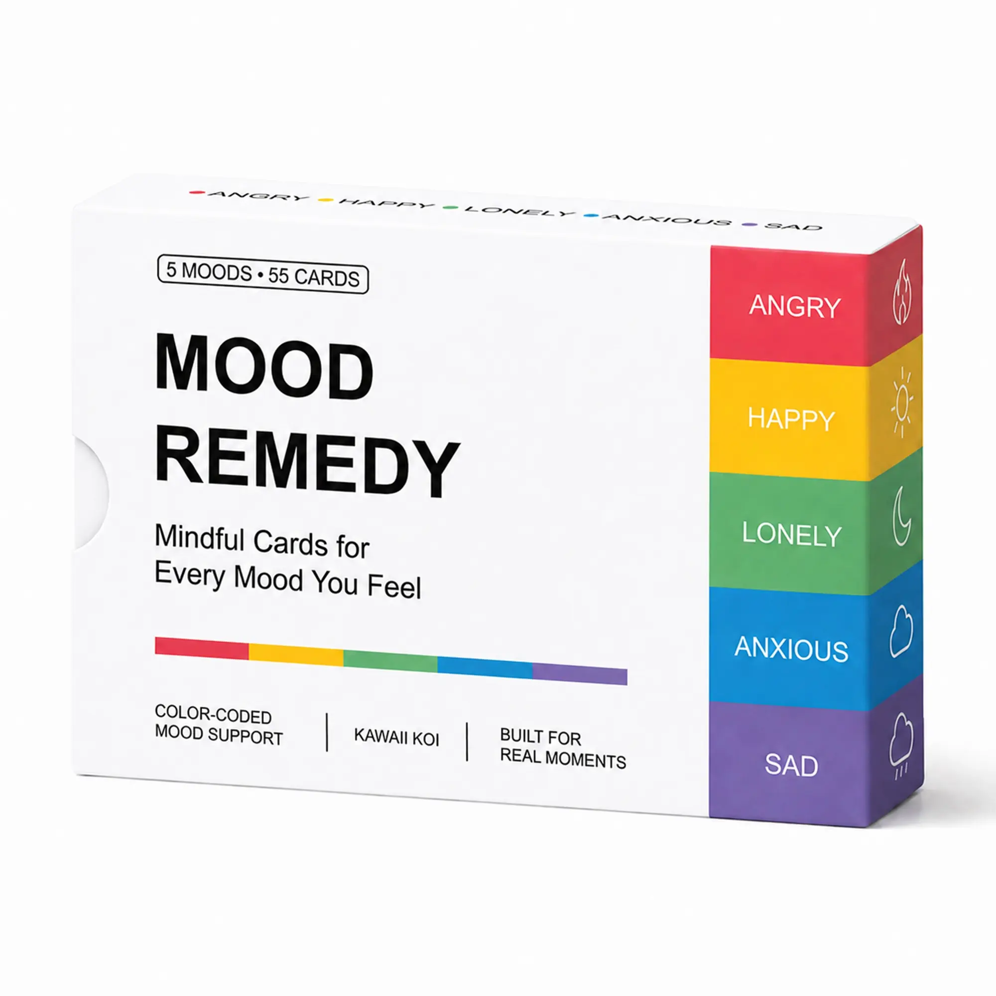Color-Coded Mood Check-In Card Deck, 5 Mood Categories, Writeable Backs, Daily Affirmation & Reflection Cards, Gift-Ready Box