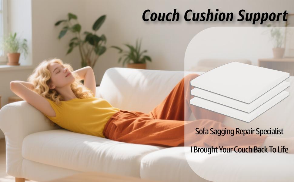Couch Cushion for Sagging Seat, 20 x 20 inch Couch Cushion, White Curved High-Density Foam Insert Supporter for Repair Sagging Sofa, Chair, Recliner, Loveseat (1-Pack)