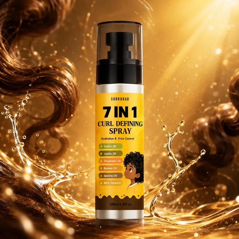 Curl Defining Spray, Castor Oil, Jojoba Oil, Grapeseed Oil, Batana Oil, Sesame Oil, Biotin, Vitamin E, Hydration, Frizz Control, Hair, For Curly Hair, 100ml/3.38fl oz