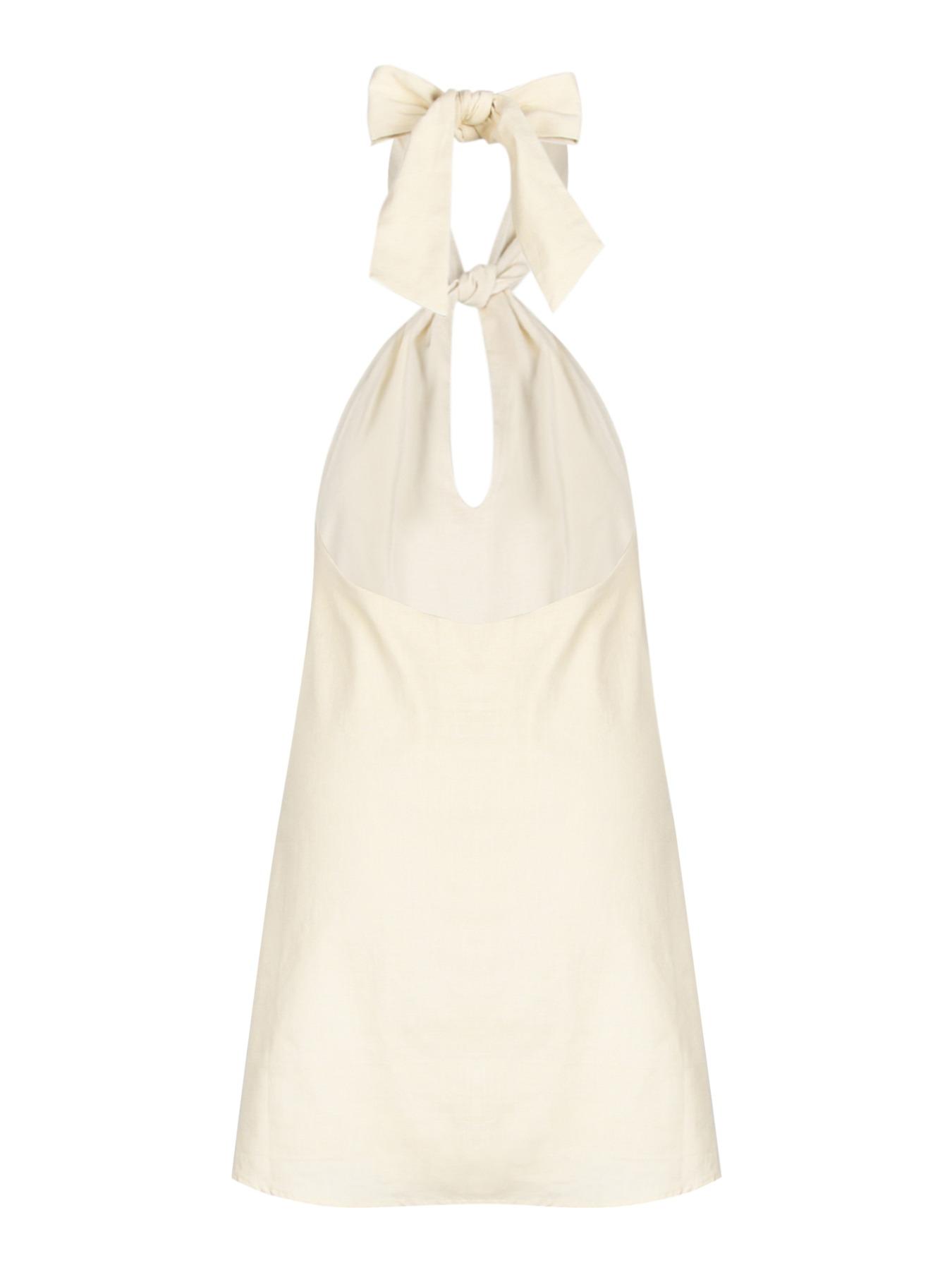 Women's Solid Color Halter Neck Front Knot Dress, Casual Sleeveless Dress for Summer, Ladies Clothes for Beach Holiday Vacation