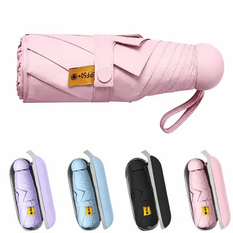 Ultra-Compact Foldable Rainproof Umbrella with Polyamide Protective Carrying Case - Lightweight Waterproof, Windproof Folding, UPF 50+ UV Protection Home Supply, Portable Outdoor Accessory for Everyday Carry, Hiking, Lightweight Waterproof Umbrella