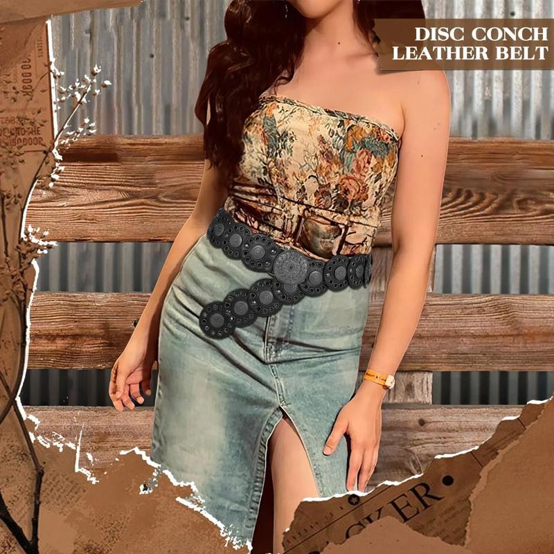 XZQTIVE Western Belts for Women Vintage Disc Waist Belts Concho Leather Belts Boho Waist Belt for Dress Jeans, Bronze Black XZQTIVE Western Belts for Women Vintage Disc Waist Belts Concho Leather Belts Boho Waist Belt for Dress Jeans, Bronze Black