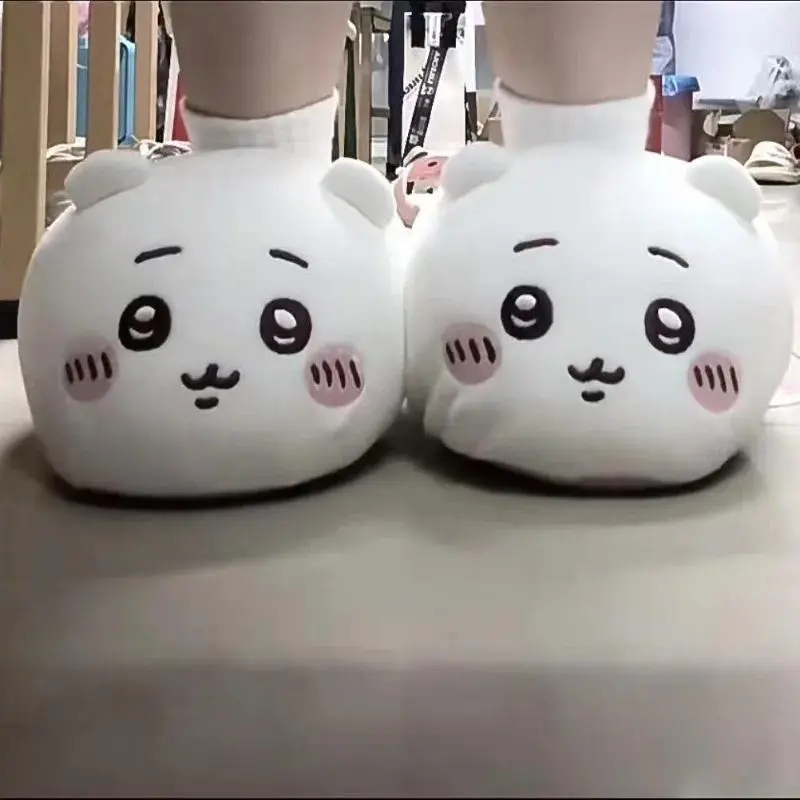 Anime Cartoon Kawaii 2026 New Chiikawa Cotton Slippers Ins Super Cute Hachiware Usagi Home Go Out Winter Cotton Shoes Keep Warm