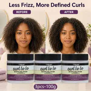 3pcs*100g, Curl Defining Custard, Soft Hold Curl Cream for Textured Hair, Frizz Control Styling Cream for Curls, Coils, Waves & Twist-Outs