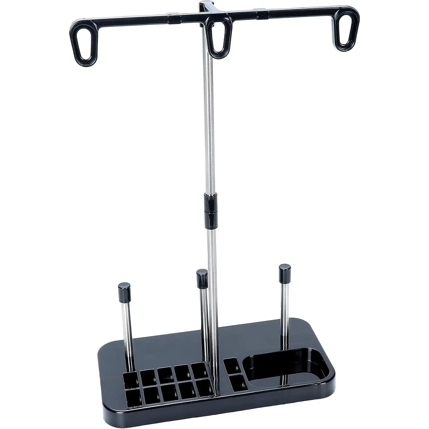 Light Weight Thread Stand - 3 Spools Holder for Domestic (Home-Base) Embroidery and Sewing Machines - Four Colors for Choices - Black