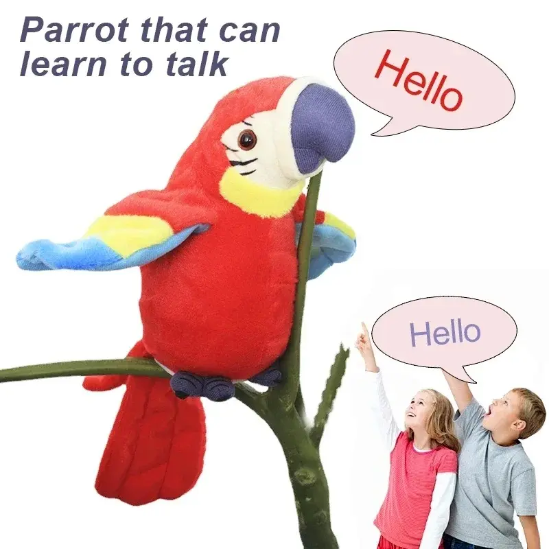 Talking Macaw Parrot Repeat What You Say Stuffed Animal Plush Toy Electronic Record Animated Bird Speaking Parrot Pet Plush Toys