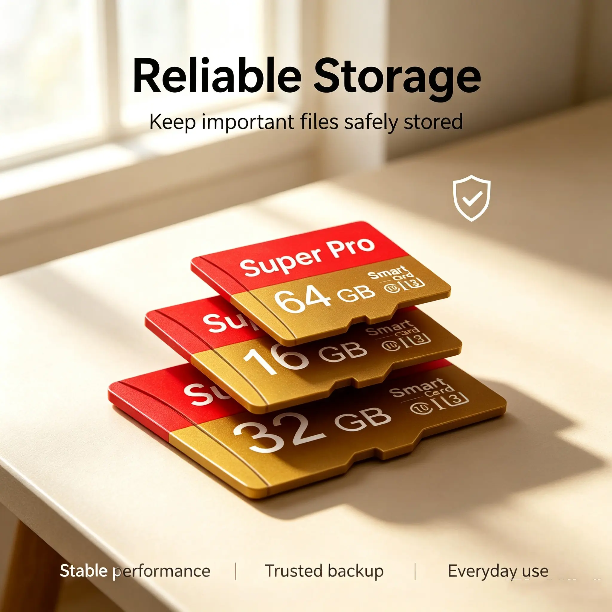 32GB SD Card for Surveillance Camera, 64GB Micro SD Card for Car Audio, 16GB SD Memory Card for PC, Durable Shockproof Storage Card with Adapter