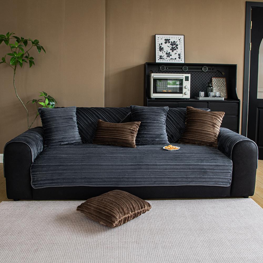 Solid Color Irregular Striped Sofa Cover, 1 Count Non-slip, Soft Comfortable Sofa Protector for Home Living Room Hotel Dormitory Sofa Couch Covers
