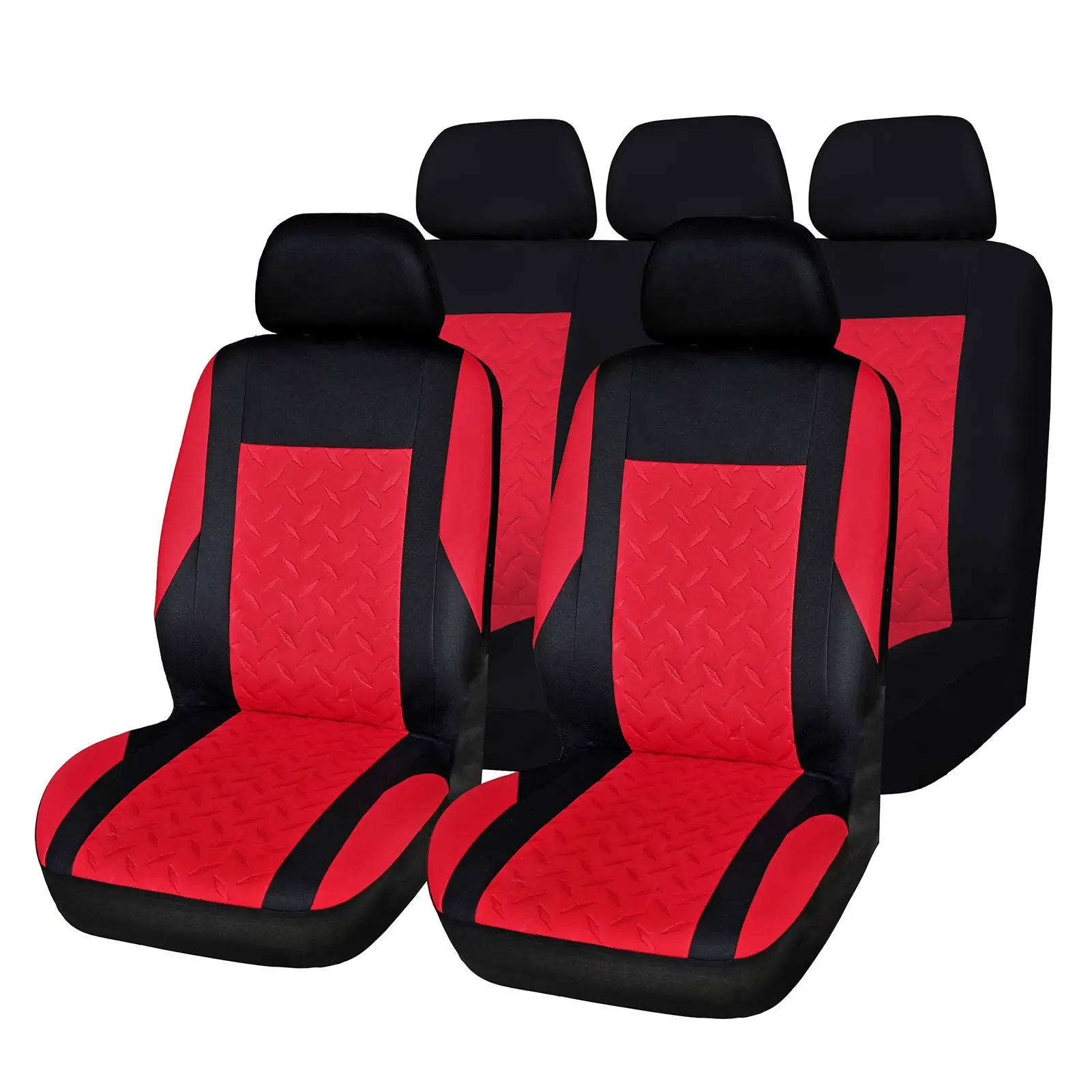 5 Seat (9pcs) Car Seat Covers, Embossed Design, All-Season Polyester, Suitable for Small Cars and Suvs, Universal Fit