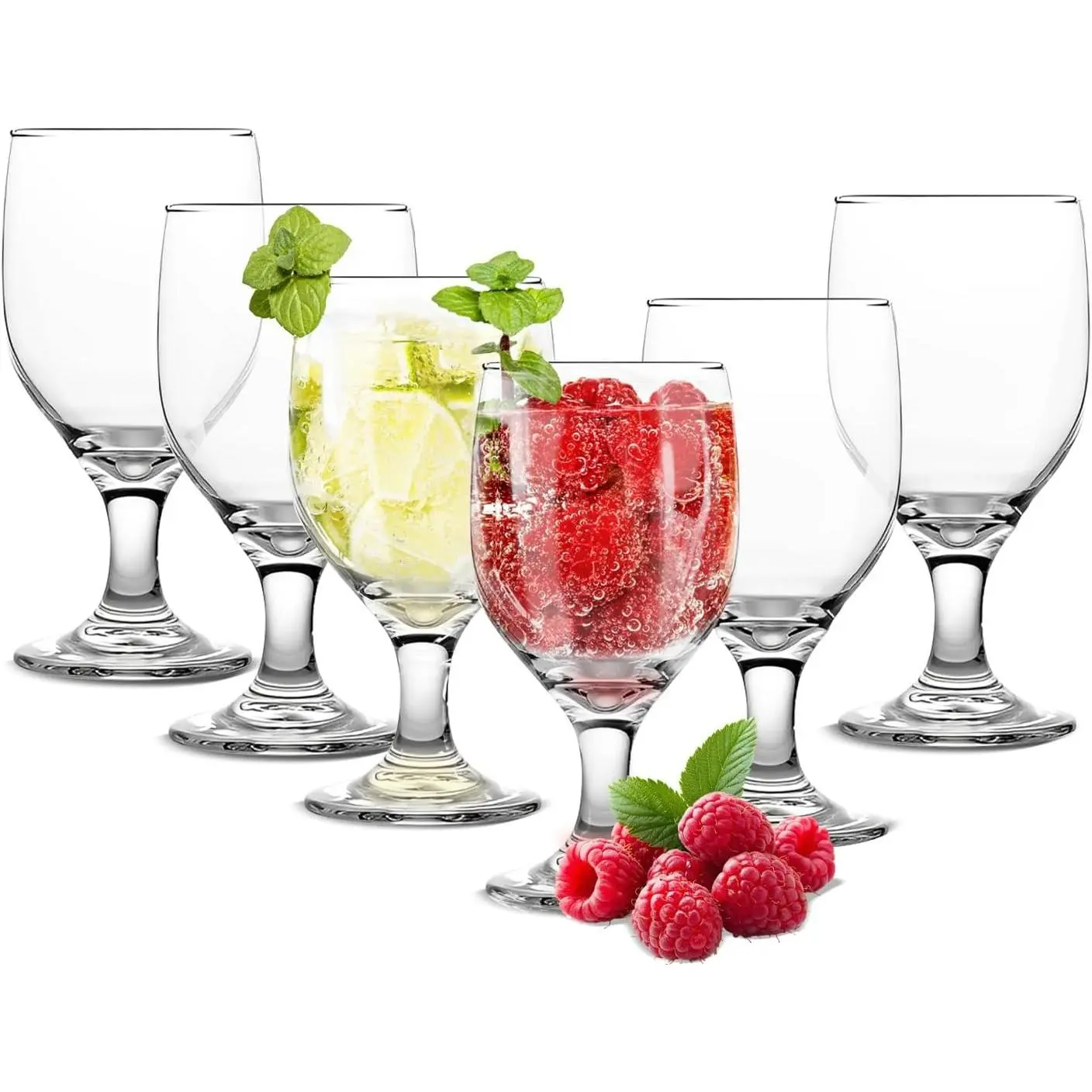 10.5OZ Water Goblets Set of 6, Clear Goblet Glasses Set for Home Bar, Wedding, Party, Elegant Design for Iced Tea, Sangria, Juice, Dishwasher Safe, Perfect for Daily Use Special Occasions (10oz)