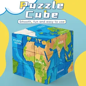 3x3 Map Cube Puzzle, Hand-Drawn Magic Cube for Teens and Adults, Mystery Game, Party Activity Gift, Birthday Present, Christmas Gift