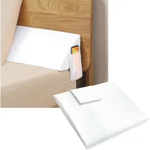 Queen Bed Wedge Pillow for Headboard Gap+White Cover