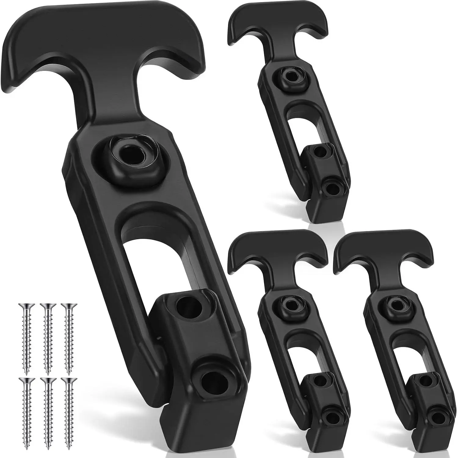 4 Pcs Flexible Rubber Draw Latch T Handle Hasp Rubber Draw Latches with Screws for Hood Cooler Tool Cabinet Boat Compartment Cargo Box (Black)