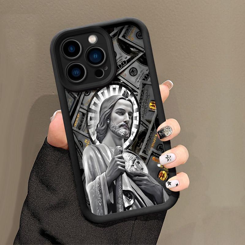 San Judas Tadeo Pattern Phone Case , Soft Silicone Tpu Protection and Shockproof For iPhone 17 16 15 Pro Max 14 16Pro 13 12 11 X Plus Air Mini 17e Money