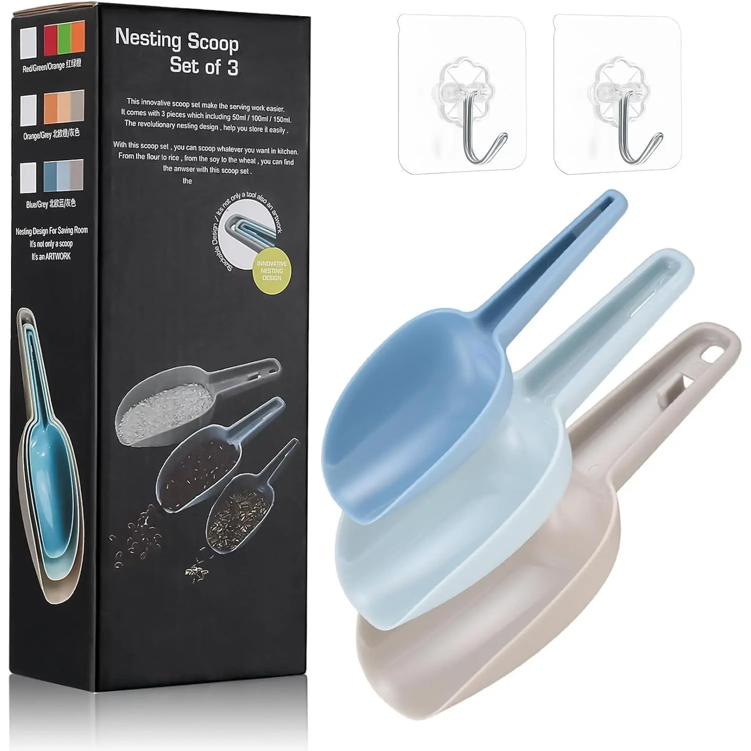 3 Pcs Ice Scoop for Freezer, Plastic Ice Scoop, Scoopers for Freezer, Kitchen Ice Scoopers for Bucket for Canisters, Plastic Scoops for Dry Goods Candy Buffet Bar Popcorn Flour Scoops small scoop