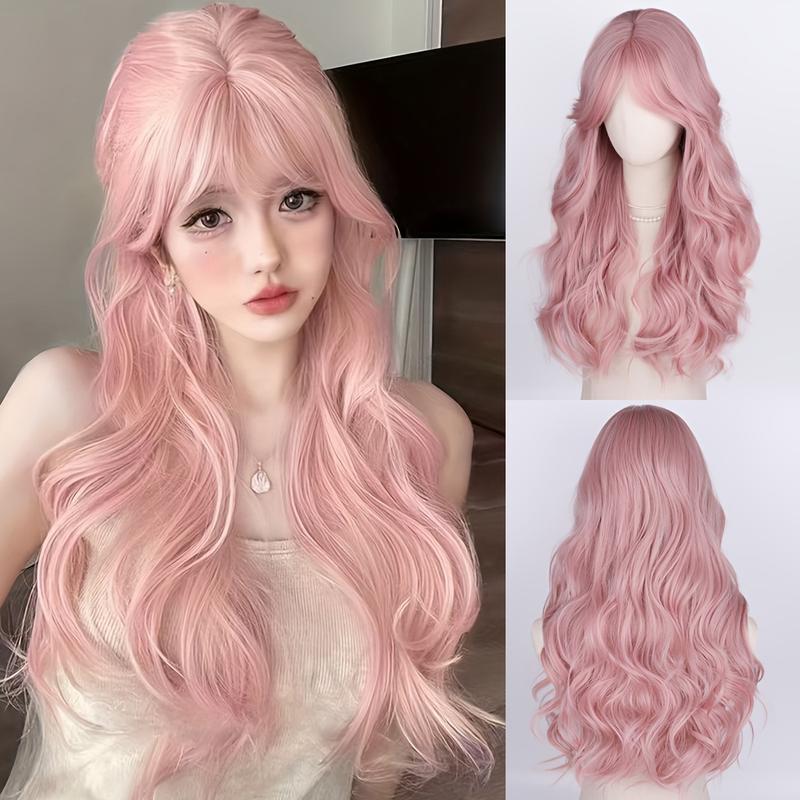 ♥️ ROSE GOLD PINK 24” BODY WAVY LACE FRONT WIG*NWT Amazon.com : xiweiya Rose Gold Wig Long Wavy Peach Pink  main image 4