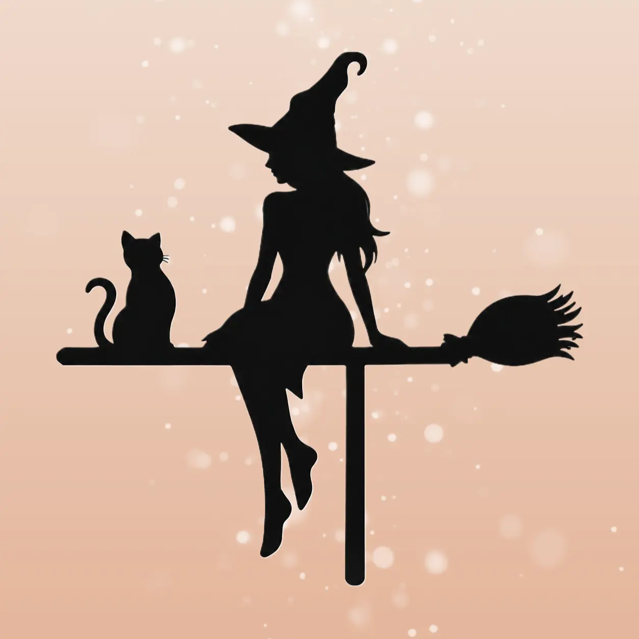 2D Flat Black Cat Riding Broom Halloween Door Corner Decoration Sign, Lightweight Smooth Household Ornament (20*19cm) for Holiday Gift Arrangement, Door Corner Decoration Sign-1(20*19Cm)