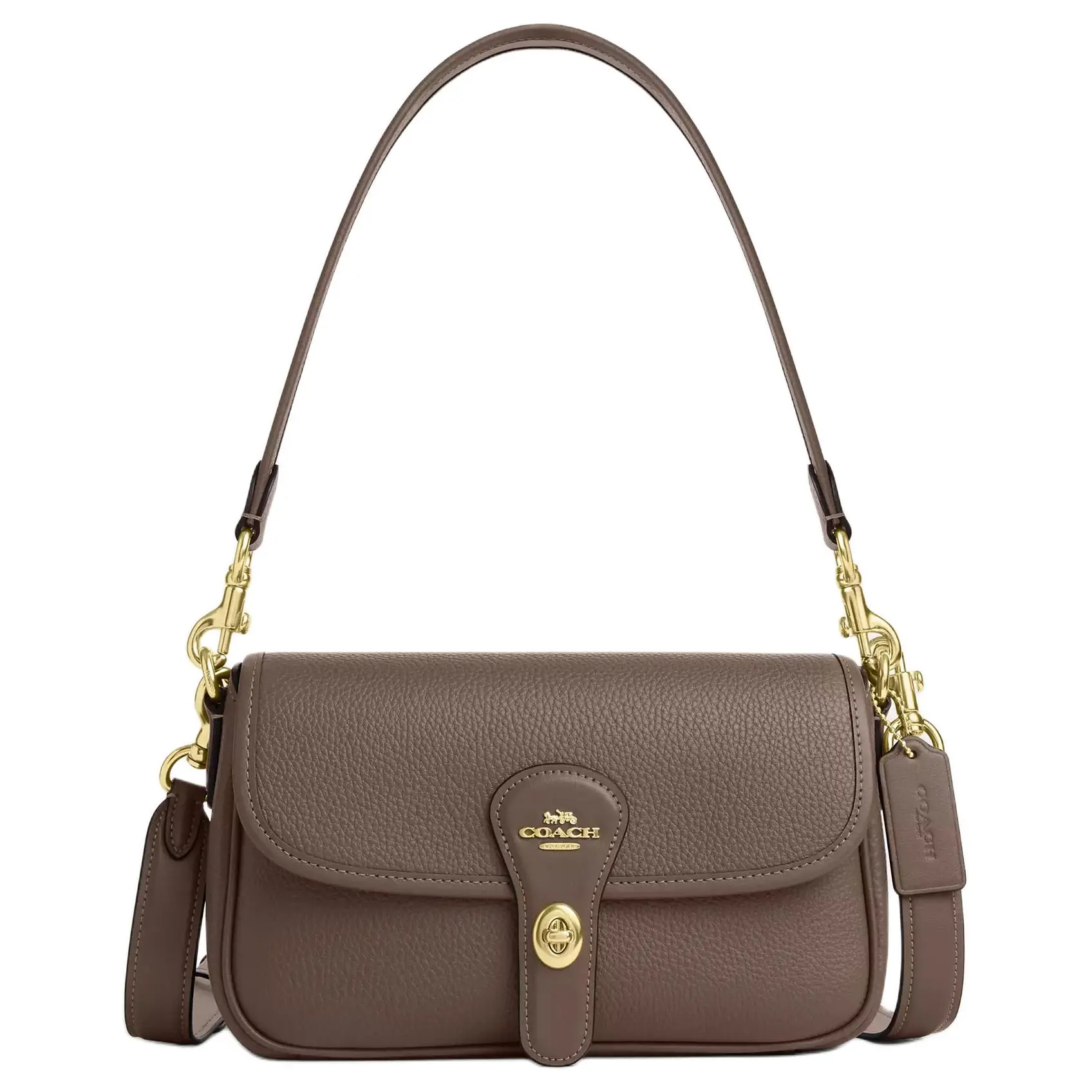 COACH Hadley 24 Detachable Strap Crossbody Bag for Women, Metallic Logo, Pebbled Leather, Gold and Deep Gemstone