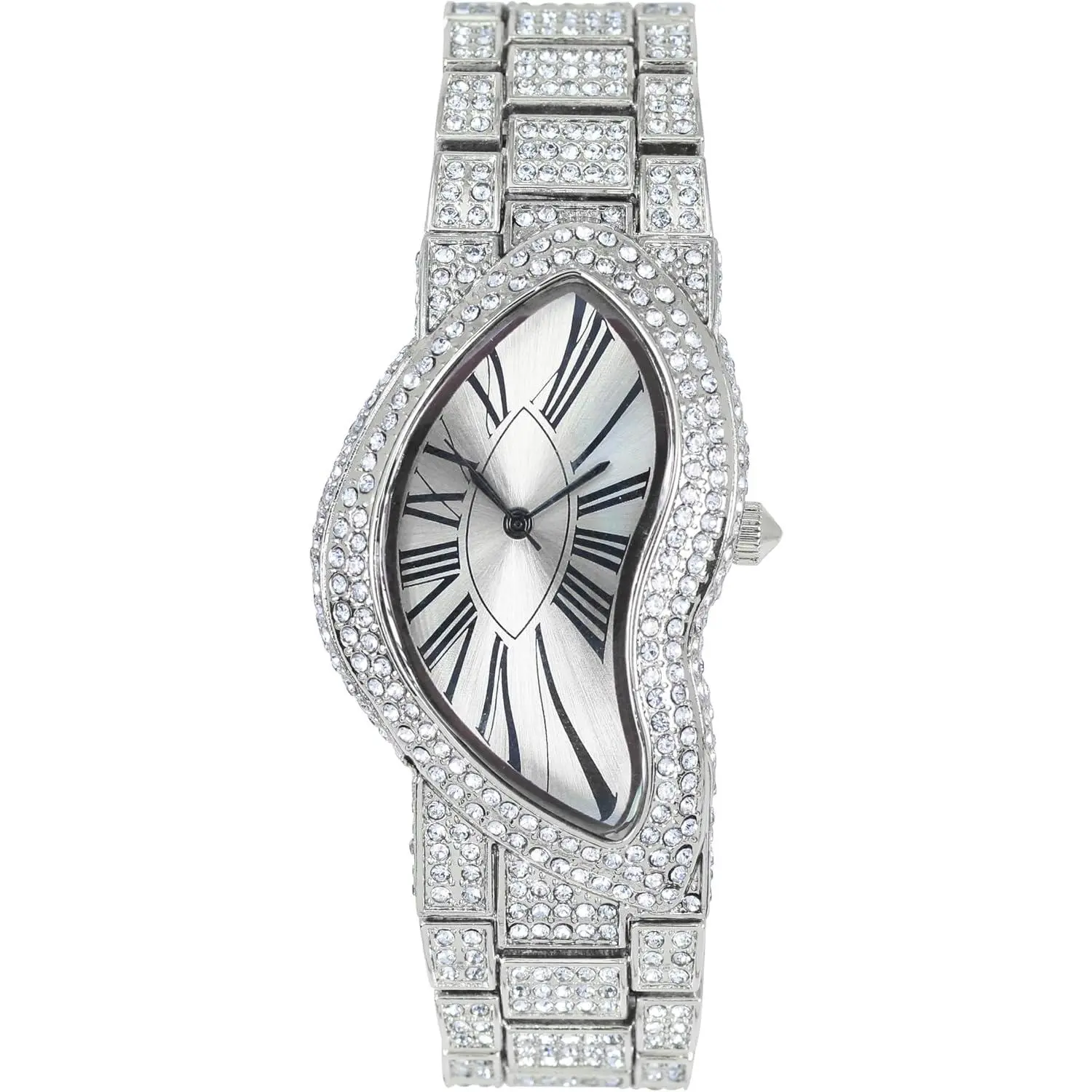 Men’s Fully d-Out 30mm Asymmetrical Dial Analog Watch – Damond's -Studded Elegant Design, Statement Bling Timepiece  for Him