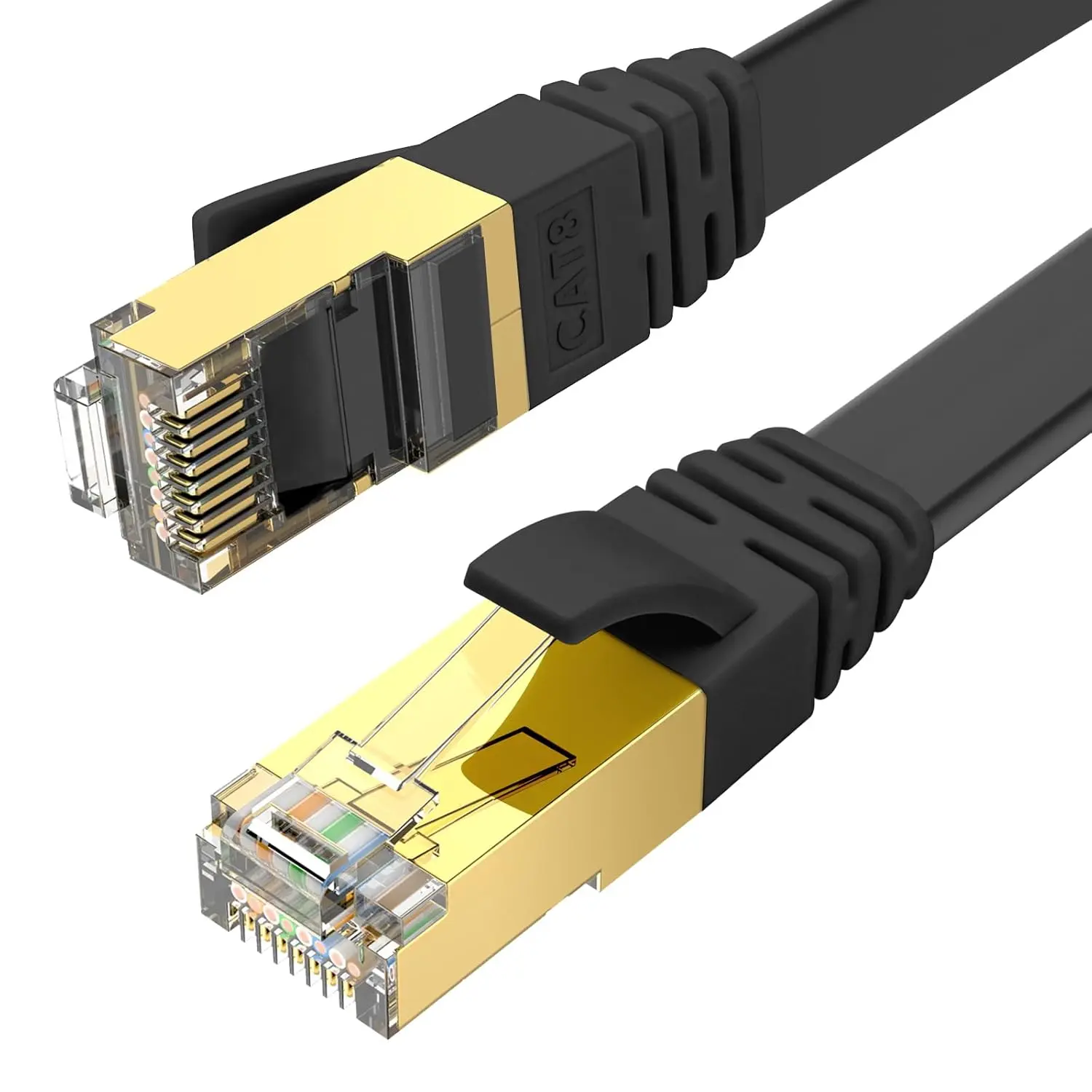 CAT8 Ethernet  20 ft High Speed, 40Gbps 2000MHz for Gaming | Shielded Flat Ethernet , Weatherproof RJ45 FTP  Ethernet Cord, Lan  for Router, Modem,  Office