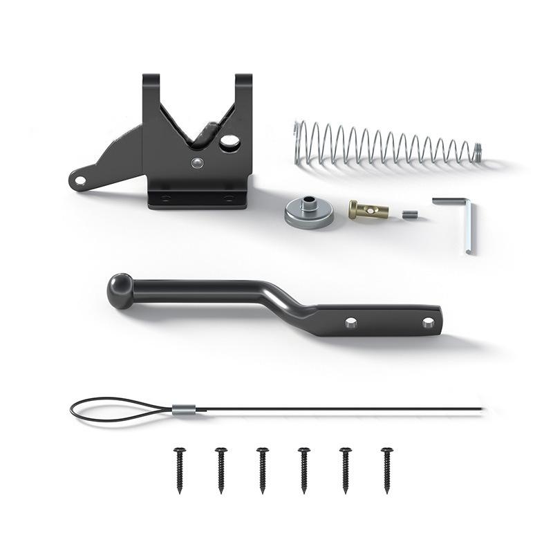 Self Locking Gate Latch with Spring Cable Pull, Automatic Gravity Lever Gate Fence Door Lock, Door Security Lock for Wooden Fence/Vinyl Door/Aluminum Gate