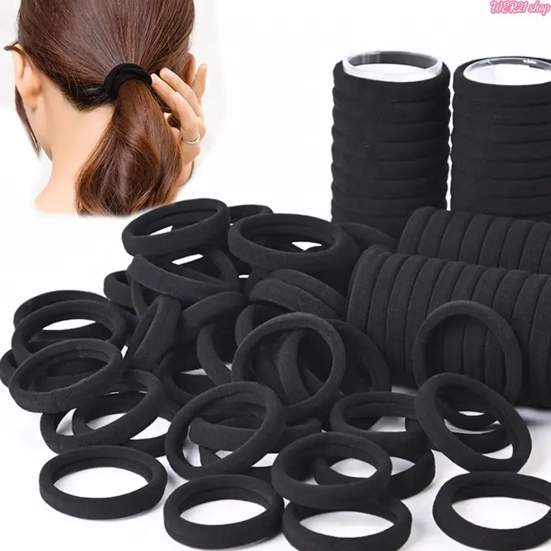 50/100Pcs Black & White Hair Elastic Bands, High Stretch Rubber Hair Ties, Durable Ponytail Holders for Women, Daily Hairstyling, Workout and Casual Everyday Hair Looks