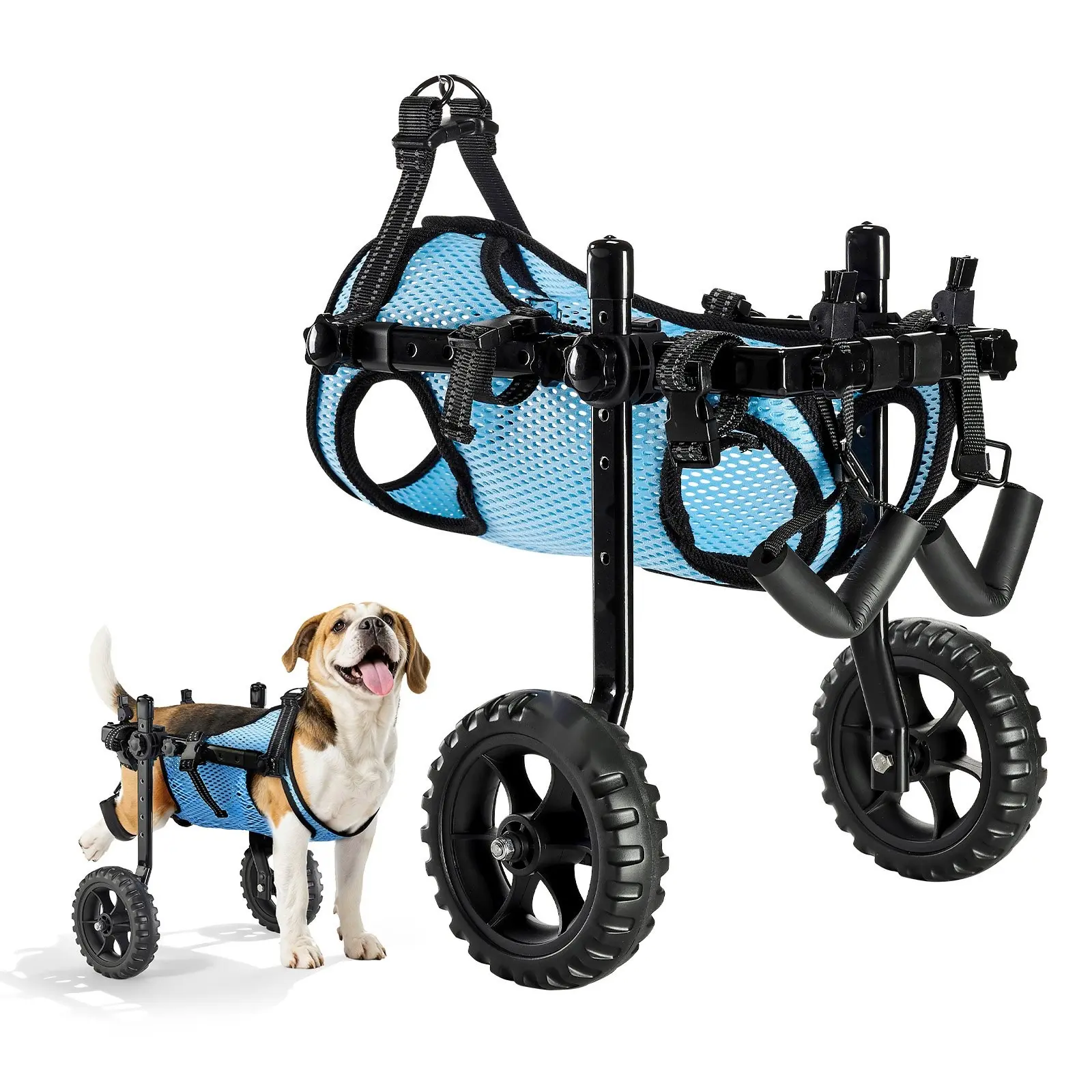 Dog Wheelchair For Back Legs, Adjustable Two-Wheel Pet Wheelchair, Lightweight Dog Cart With Shock-Absorbing Wheels, Mobility Support Wheelchair For Disabled Injured Dogs Up To 22 Lbs, Small Size