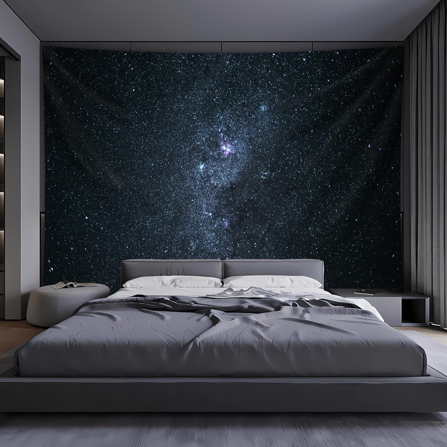 1 piece, extra large starry night sky tapestry, landscape photo background wall tapestry, suitable for bedroom, living room, office, party decoration, can be installed on the ceiling, peach skin fabric, indoor use, 100% polyester, no need to use electrici