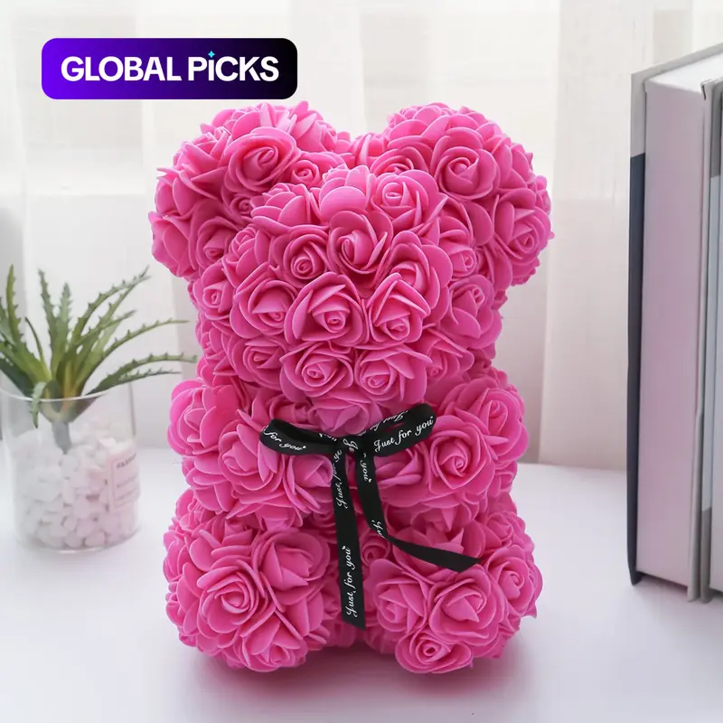 Bear Design Artificial Rose Bouquet, Lifelike Artificial Flower, Artificial Flower Arrangements, Romantic Gift for Anniversary, Wedding Party Decoration