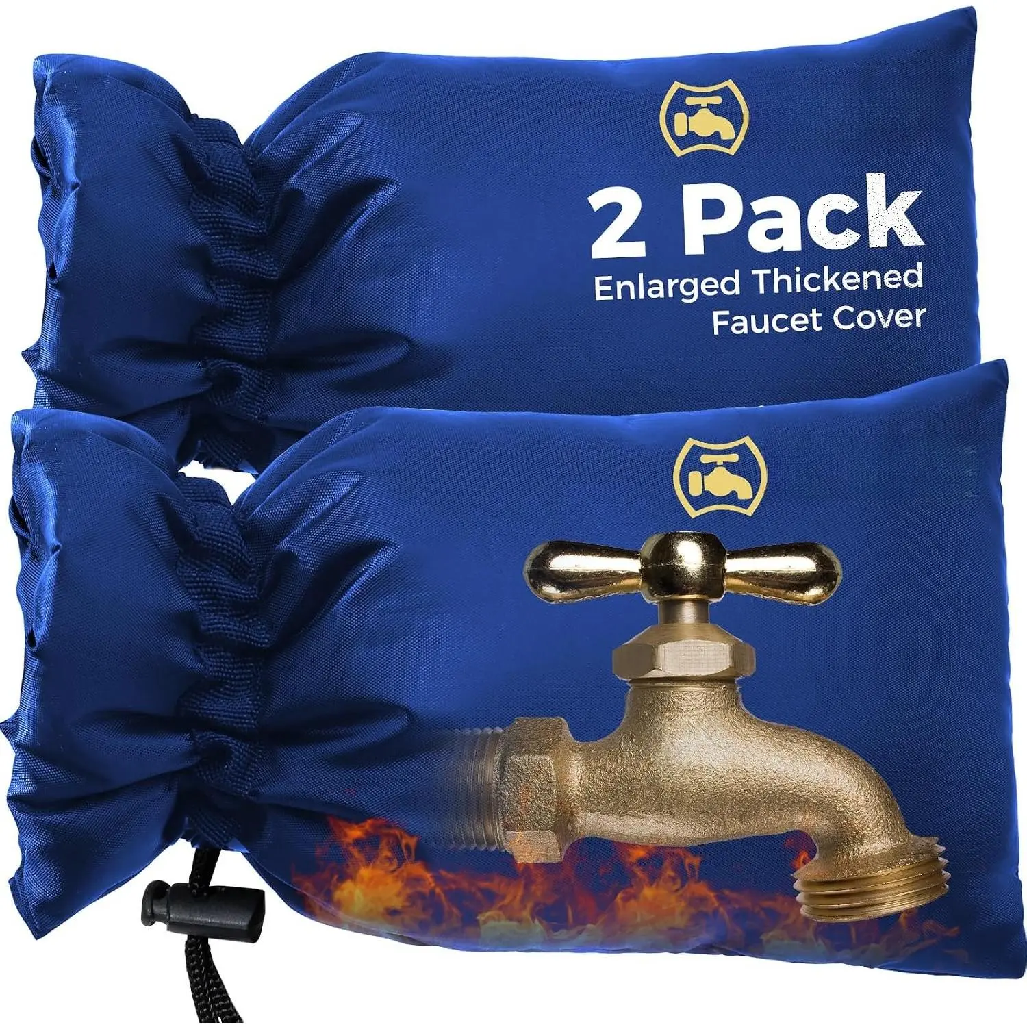 Outdoor Faucet Covers for Freeze Protection, 2 Pack 6.7" x 9.5" Blue Hose Bib Insulated Socks, Water Spigot Winter Protector