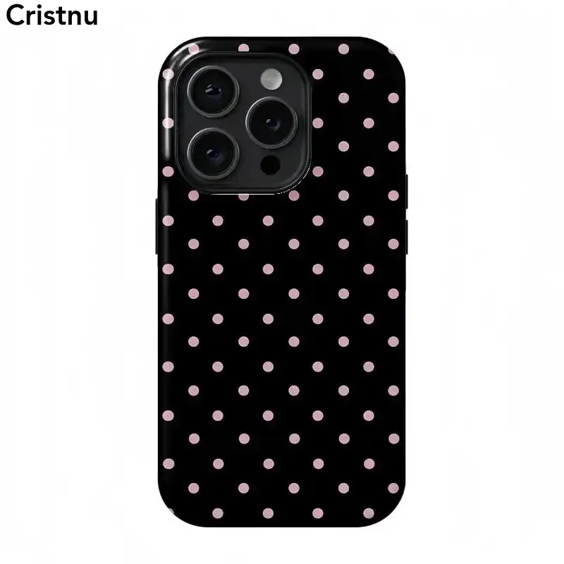Black and Pink Dotted Cellphone Casing - Advanced Shockproof Accessories for iPhone 17 ProMax, 16 Pro, 15, 14, 13 - Stylish Handheld Devices Case, Ideal Gift for iPhone16 ProMax