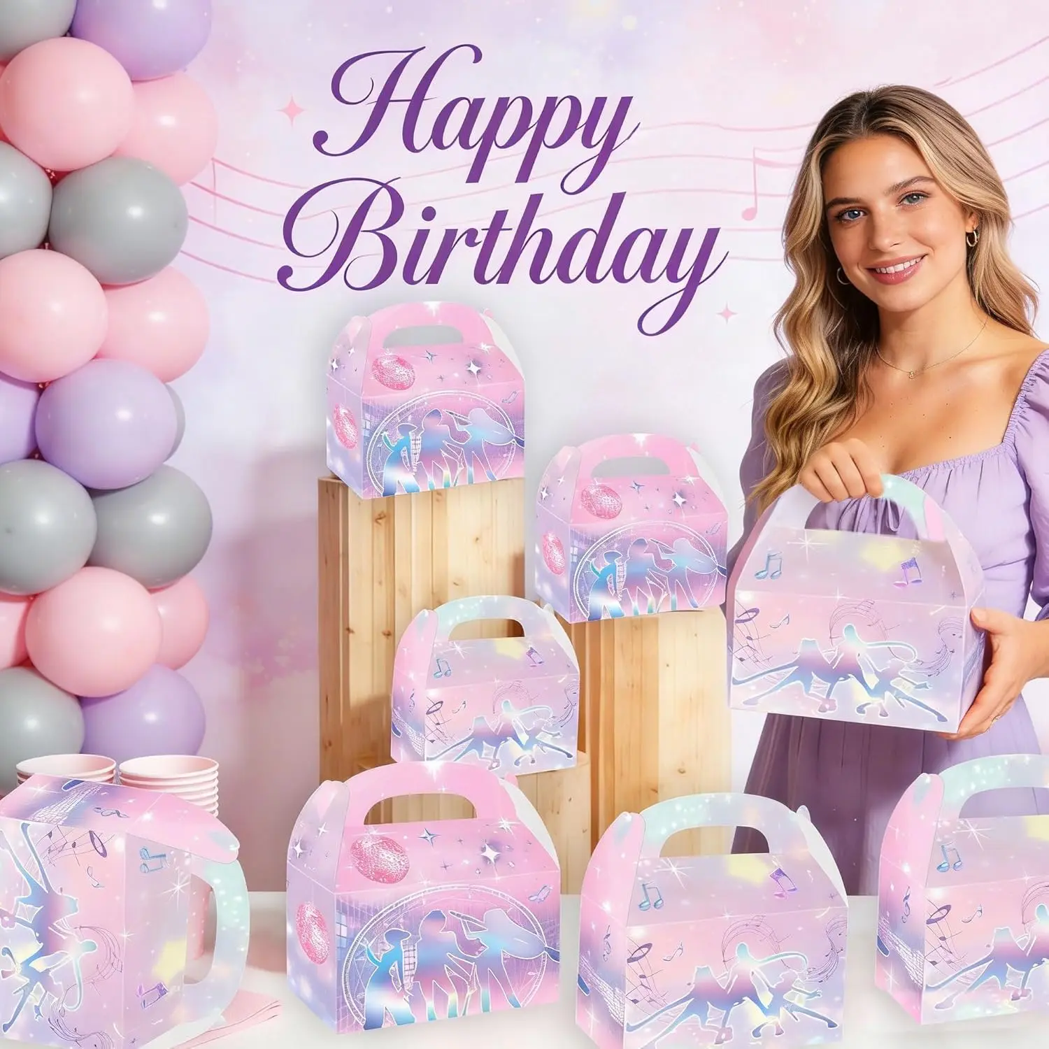 12Pcs Purple Cool Girl Goodies Boxes, Party Favors Gift Bags, Candy Treat Containers, Sprinkle Birthday Decorations, Home & Party Supplies with Birthday Gift Ideas