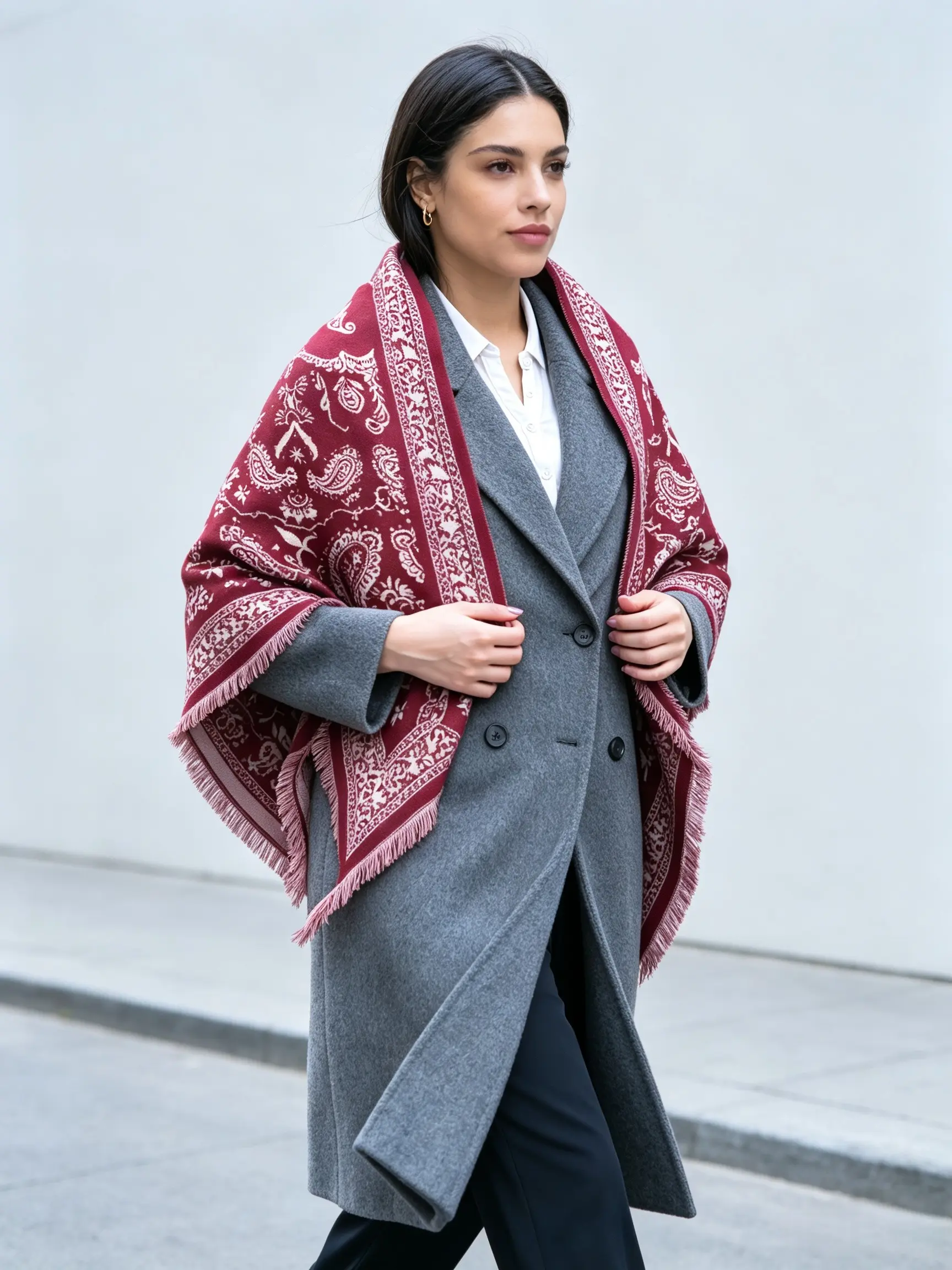 1-piece, Elegant Triangle Shawl with Ethnic Patterns, Vintage Windproof Warmth, Soft Touch Material, Perfect Gift for Holidays, Unisex Fashion Accessory