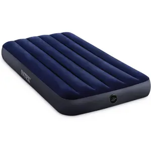 64757E Dura-Beam Standard Downy Inflatable Airbed, Fiber-Tech Twin Size Portable Travel Bed, 10in Height, 300lb Weight Capacity, Pump Sold Separately