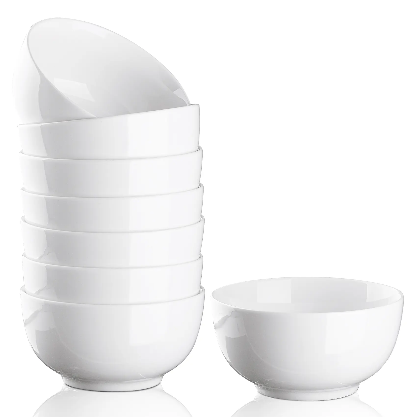 8-Piece Small Ceramic Porcelain Tableware Bowls - 4.5in - Microwave-Safe - Dishwasher-Safe - Unbreakable - Ideal for Rice, Dessert - Perfect for Home Kitchen Use, Serving