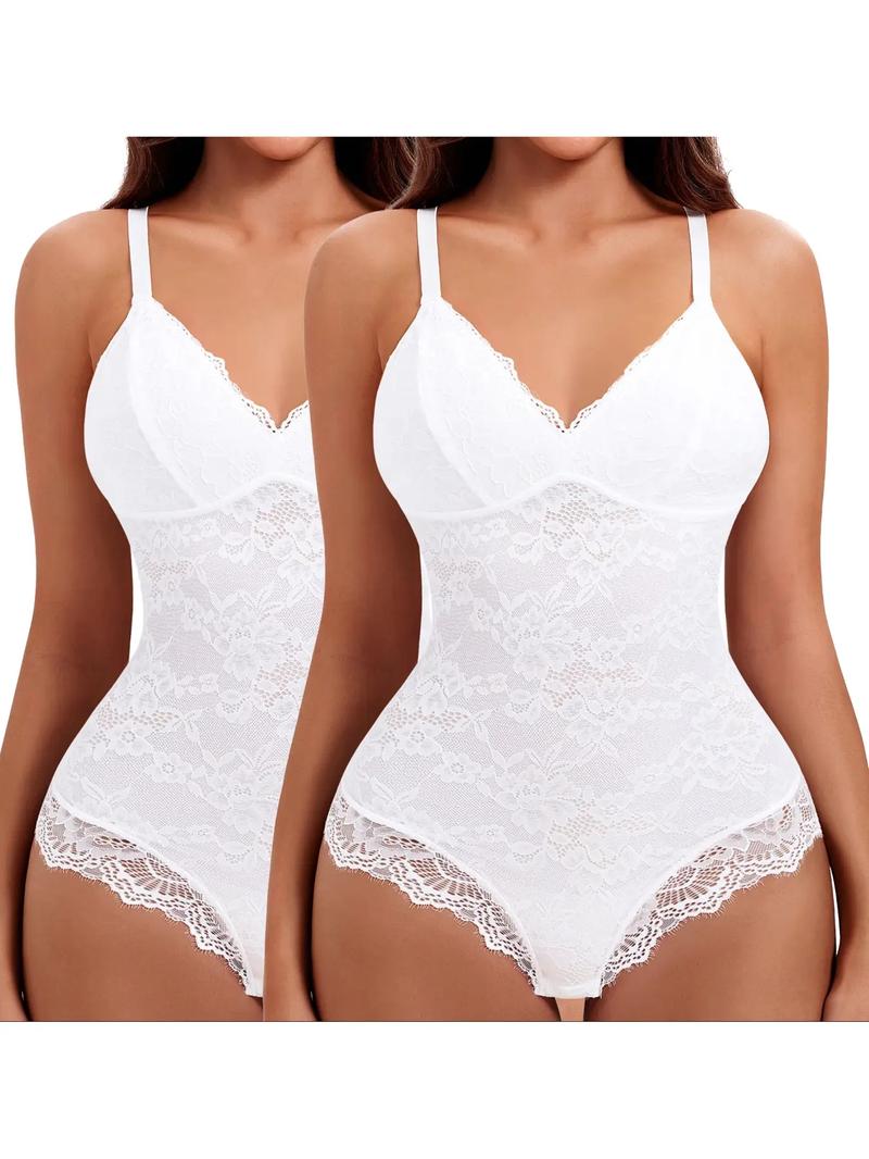 Women's Contrast Lace Sheer Shapewear Bodysuit, Backless Shapewear Waistband Shaping Bodysuit, High Stretch Shaper, Tummy Control Butt Lifter, Seamless Shaper