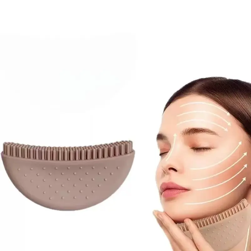 Soft Silicone Facial Lymphatic Massage Brush, Double-Sided Face Lifting Tool, Jawline Contouring, Portable, Reusable