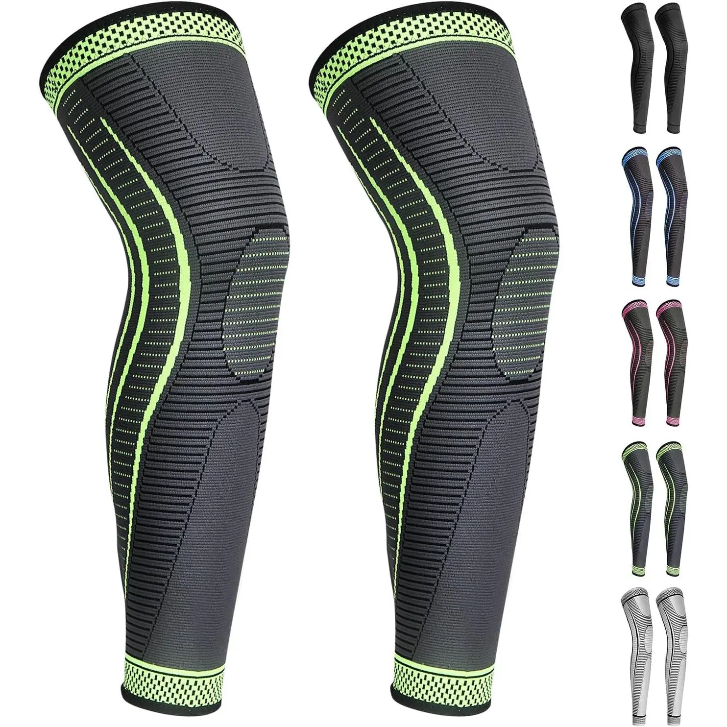 2 Pack Full Leg Compression Sleeves  Men And Women Long Knee Brace Support  Basketball, Running, Workout, Cycling, Sport