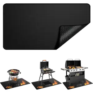 Non-Slip 65x39 Inches Large Under Grill Mats for Outdoor Grill, 2mm Thick Fireproof, Oil-Proof and  BBQ Grill Mat, Indoor Fire Pit Mat Fireplace Mat, Protects Deck Patio and Lawn