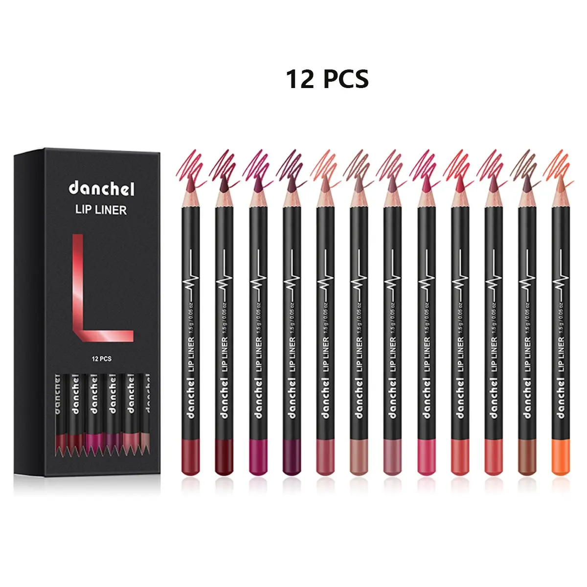 12-Piece Lip Liner Set, 12 Colors Semi-Matte Long-Lasting Lip Liners, Smudge-Proof Matte Finish, Perfect for Precise Application