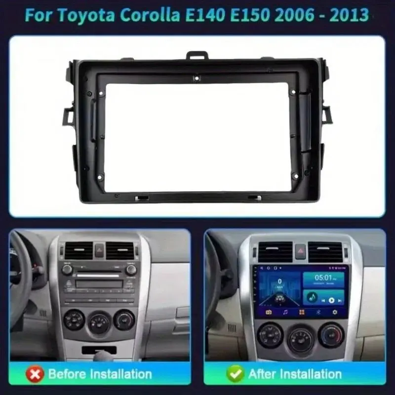 Car Automotive Radio Frame Fascia For Toyota Corolla E140/150 2006-2013 9 inch Multimedia Dashboard Decoration Panel Frame Kit