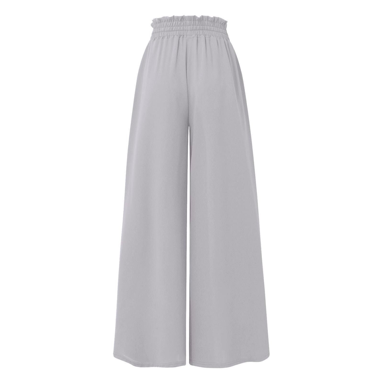 Women's new summer wide-leg long pants with elastic waistband, high-waisted long skirt-pants for women, suitable for beach vacations and commuting