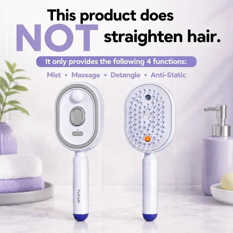 2026 New Electric Spray Mist Cushion Massage Comb, Self-Cleaning, Anti-Tangle, Anti-Static, Volumizing Brush, Essential Oil Spray, Hair Care Gift