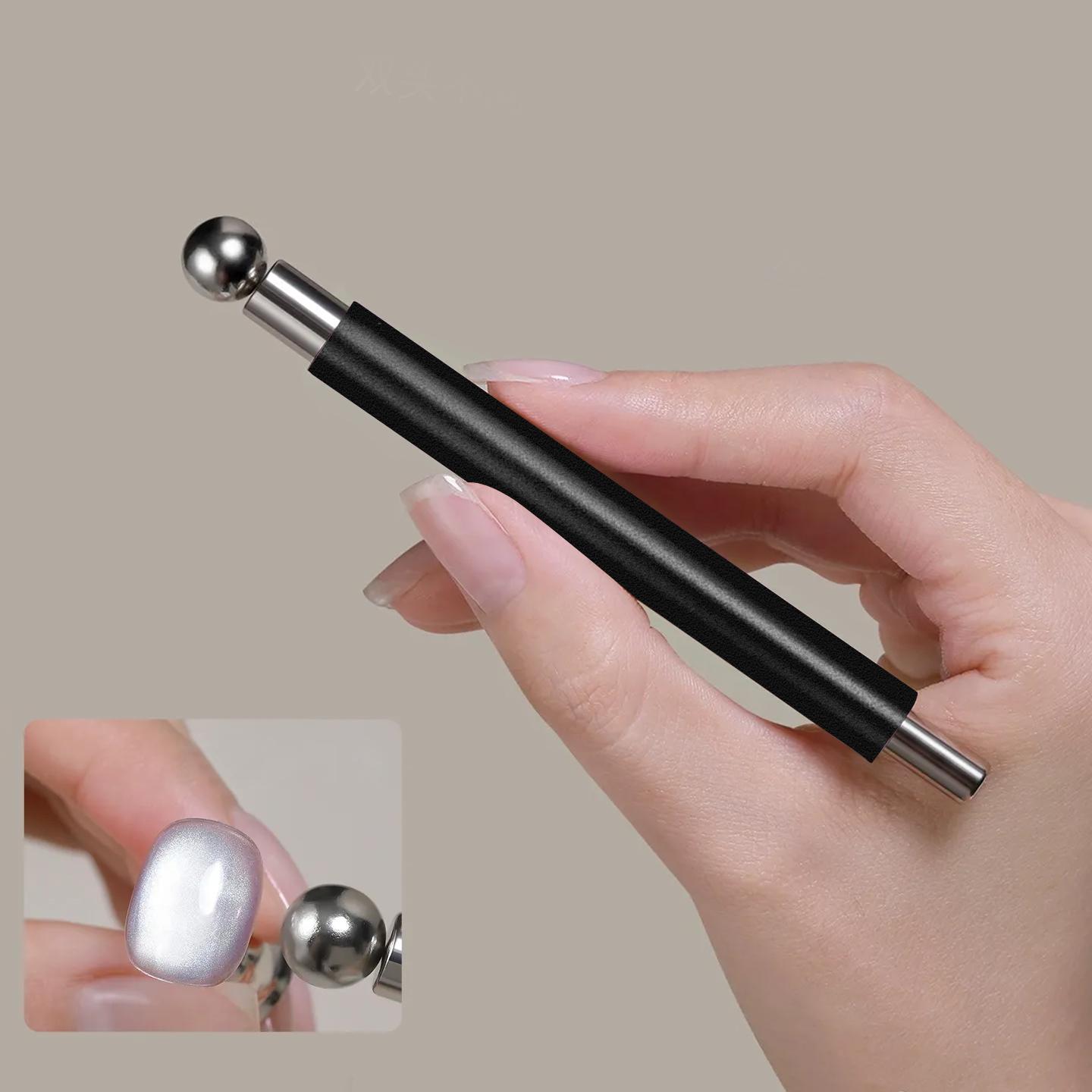 2025 Glass Bead Cat Eye Nail Art Magnet Rod, Large Double-Head Round Steel Bead Magnet, Multi-Function Magnetic Stone Nail Polish Tool for Nail Salon, Professional Nail Art Tool, Nail Art Manicure